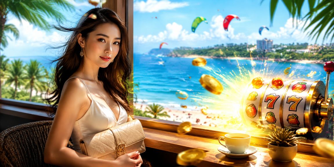 Quán cà phê ven biển Mũi Né với màn hình slot game đầy màu sắc – trải nghiệm chơi game thư giãn kiểu Việt